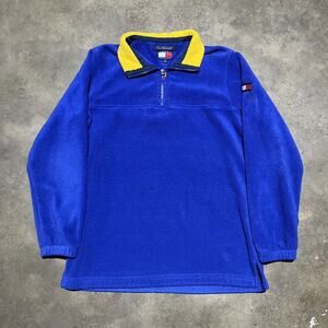 Vintage 90s Tommy Hilfiger Blue 1/4 Zip Fleece Pullover